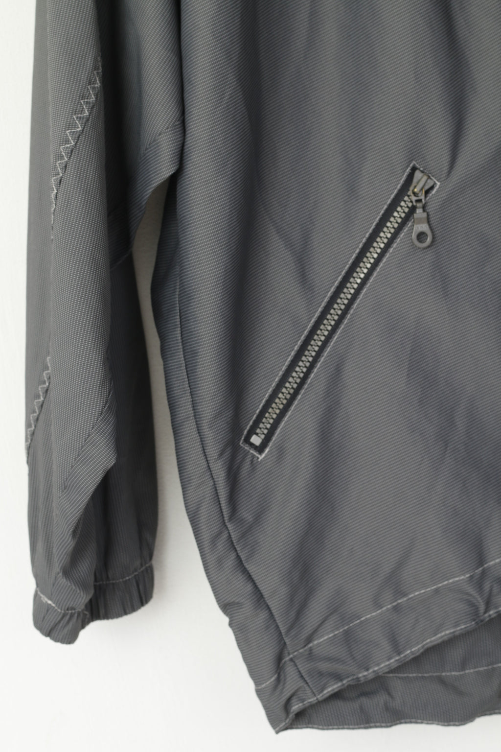 Loffler Hommes XXL Veste Gris Brillant Nylon Sportswear Fermeture Éclair Complète Oldschool Top
