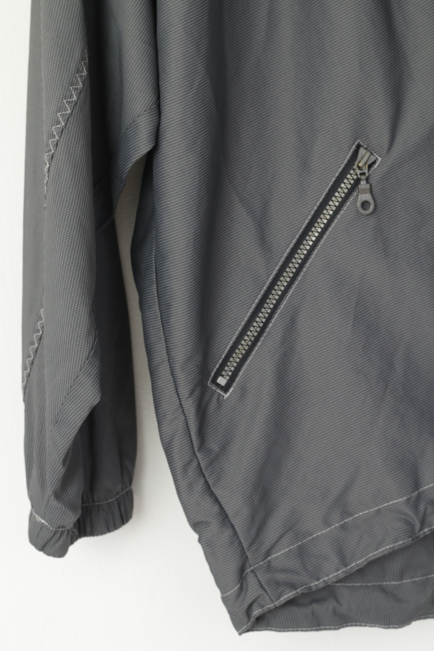 Loffler Hommes XXL Veste Gris Brillant Nylon Sportswear Fermeture Éclair Complète Oldschool Top