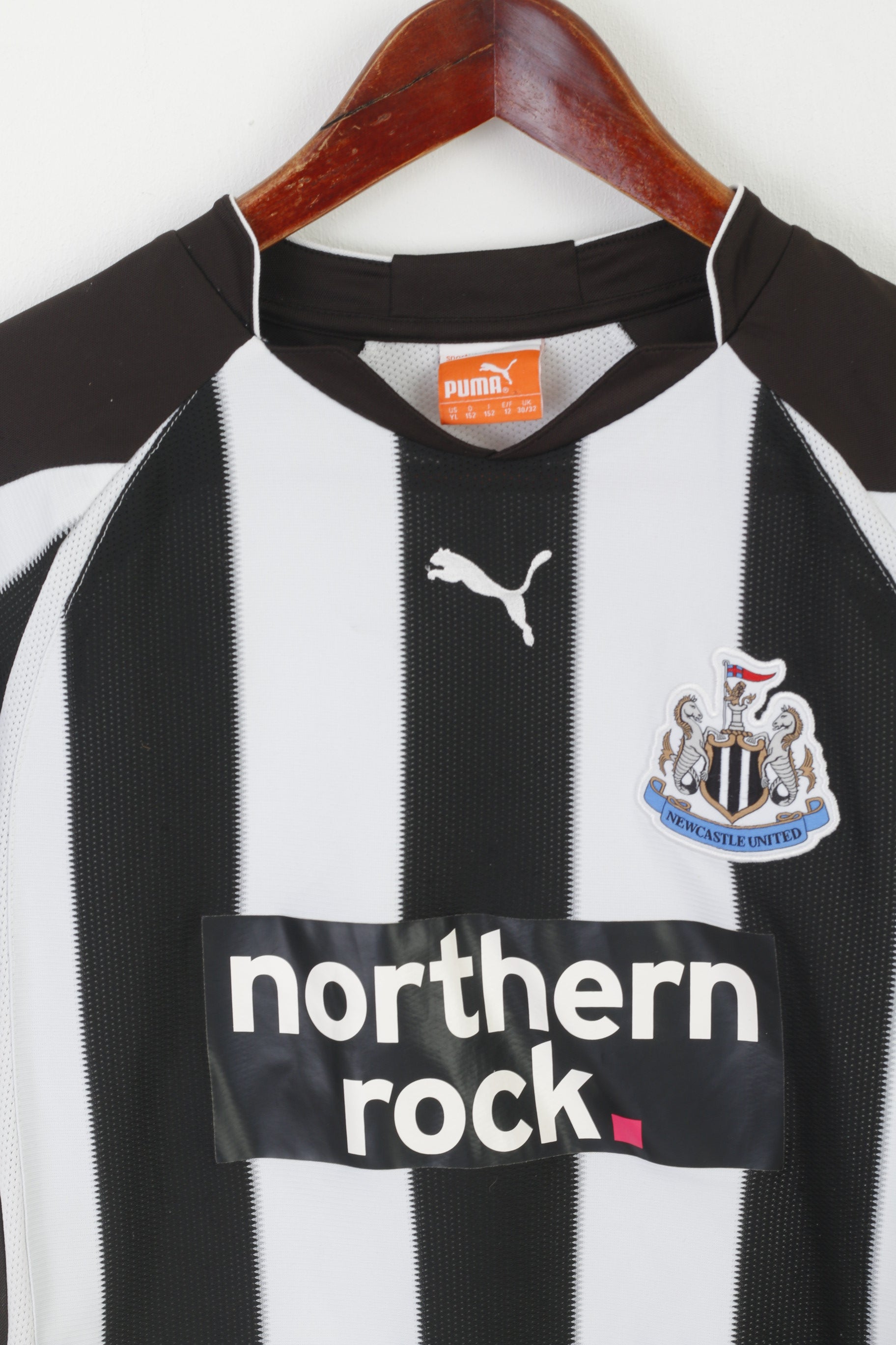 Puma Newcaste United Garçons 152 YL Chemise Blanc Noir Maillot de Football Chopper 4 Haut