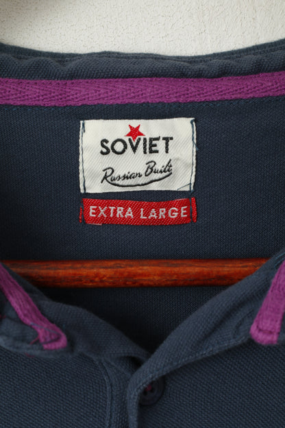 Polo sovietica da uomo XL (M) Top classico slim fit in cotone blu scuro