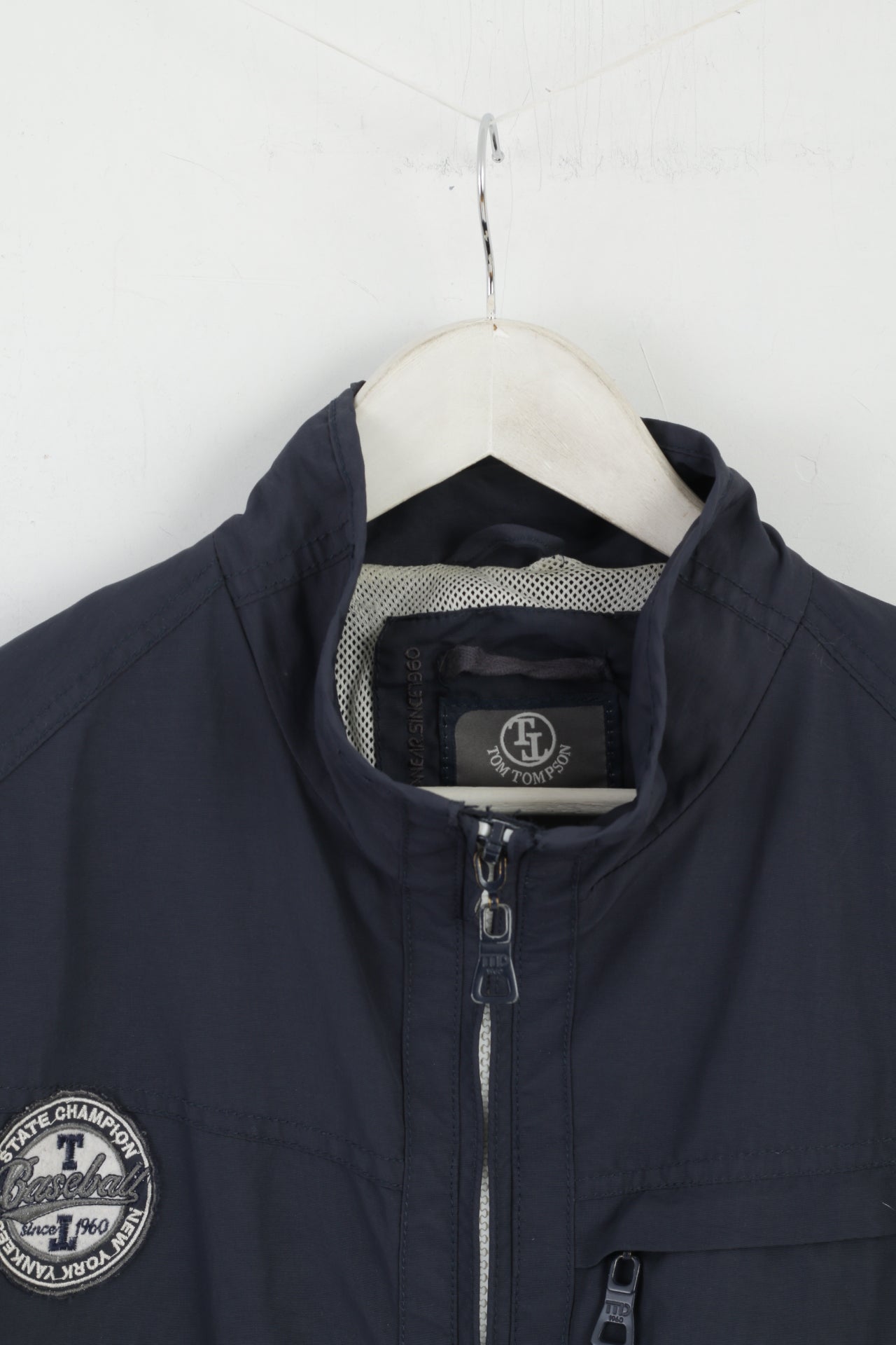 Tom Tompson Men 3XL (2XL) Jacket Navy Nylon Zip Up Detroit Tigers Champion Baseball