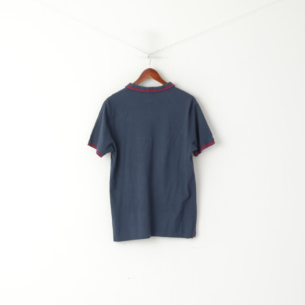 Soviet Men XL (M) Polo Shirt Navy Cotton Russian Built Slim Fit Classic Top