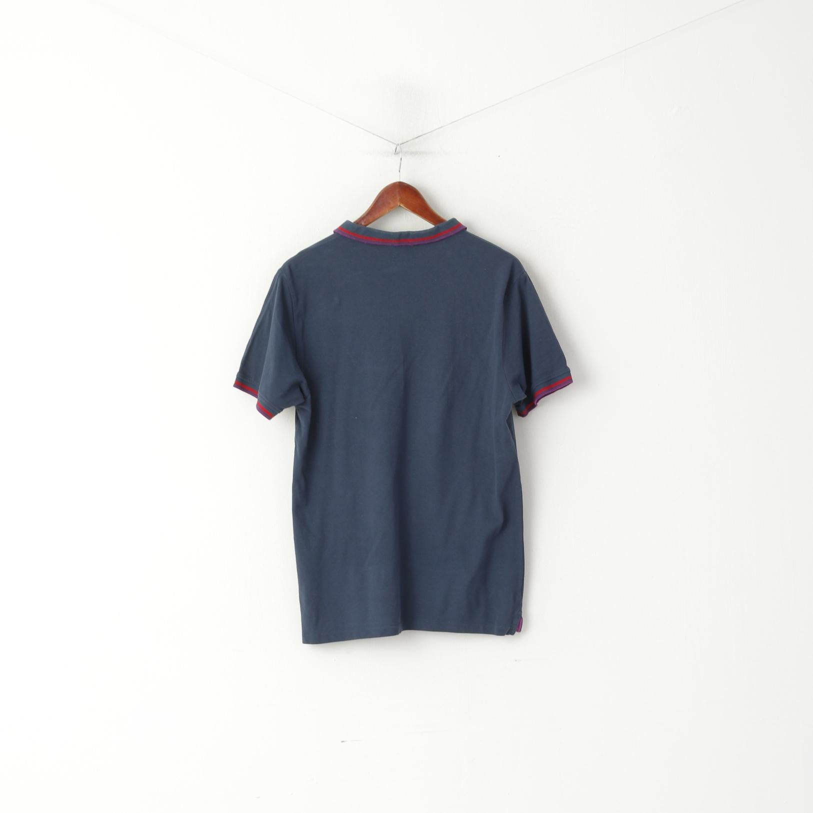 Soviet Men XL (M) Polo Shirt Navy Cotton Russian Built Slim Fit Classic Top