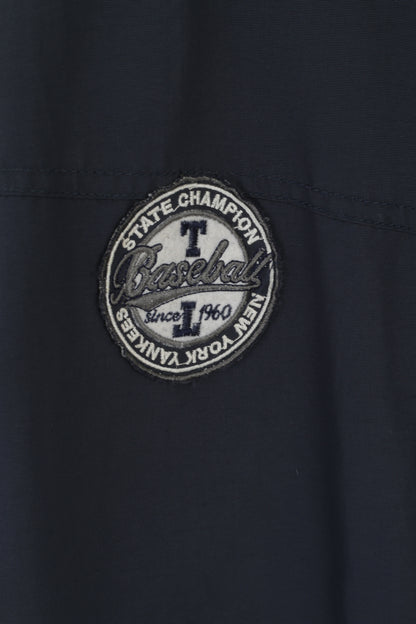 Tom Tompson Giacca da uomo 3XL (2XL) in nylon blu scuro con cerniera Detroit Tigers Champion Baseball