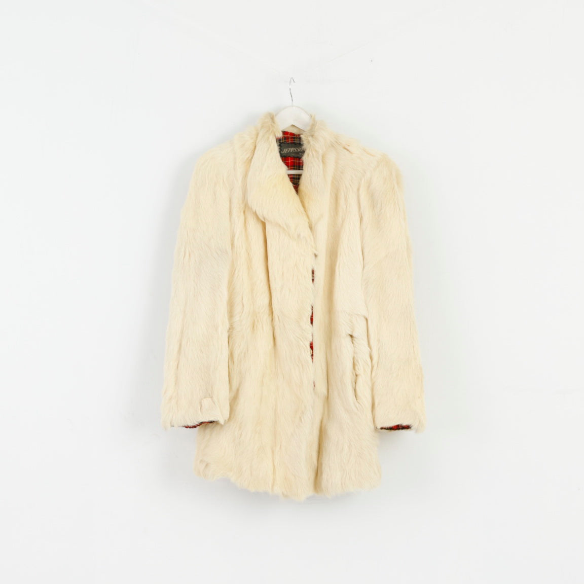 Retro Women S Jacket Beige Faux Fur Boho Hippy Buttoned Warm Fit Top