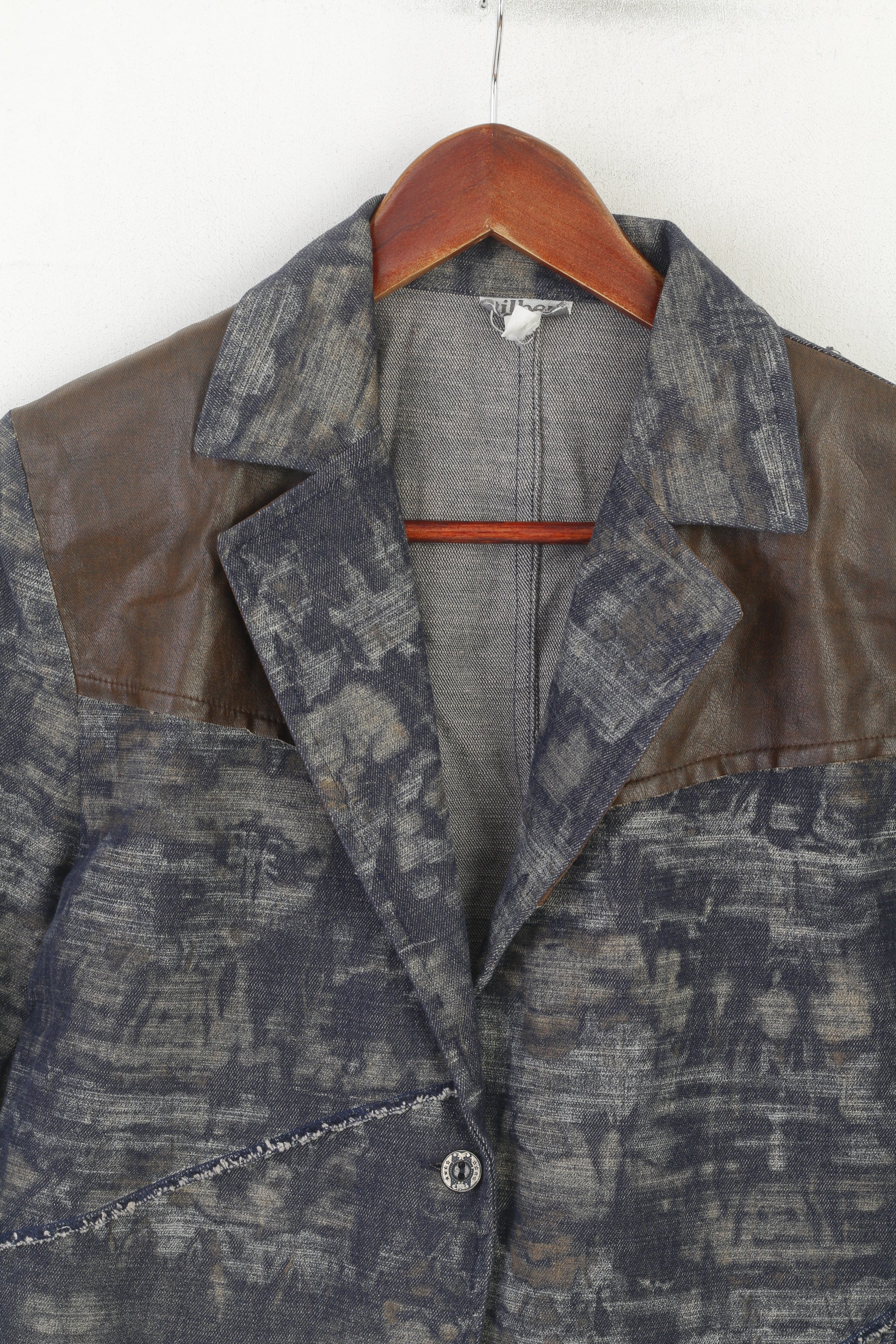 Tilber Women 12 38 M Jacket Navy Cotton Western Vintage Single Breasted Blazer