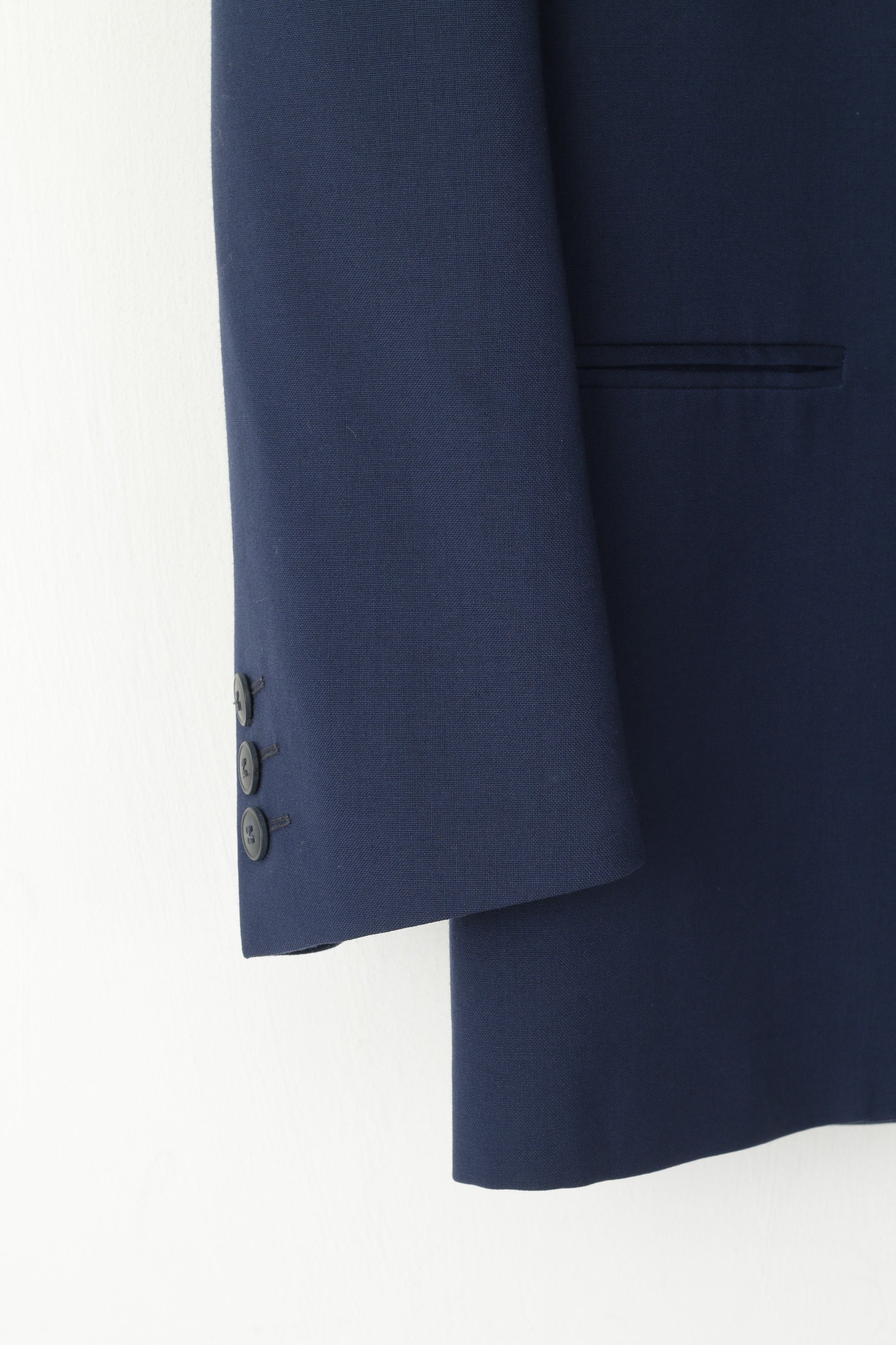 Millibar Men 48 38 Blazer Navy Blue Wool Vintage Made in Italy Single Breasted Jacket