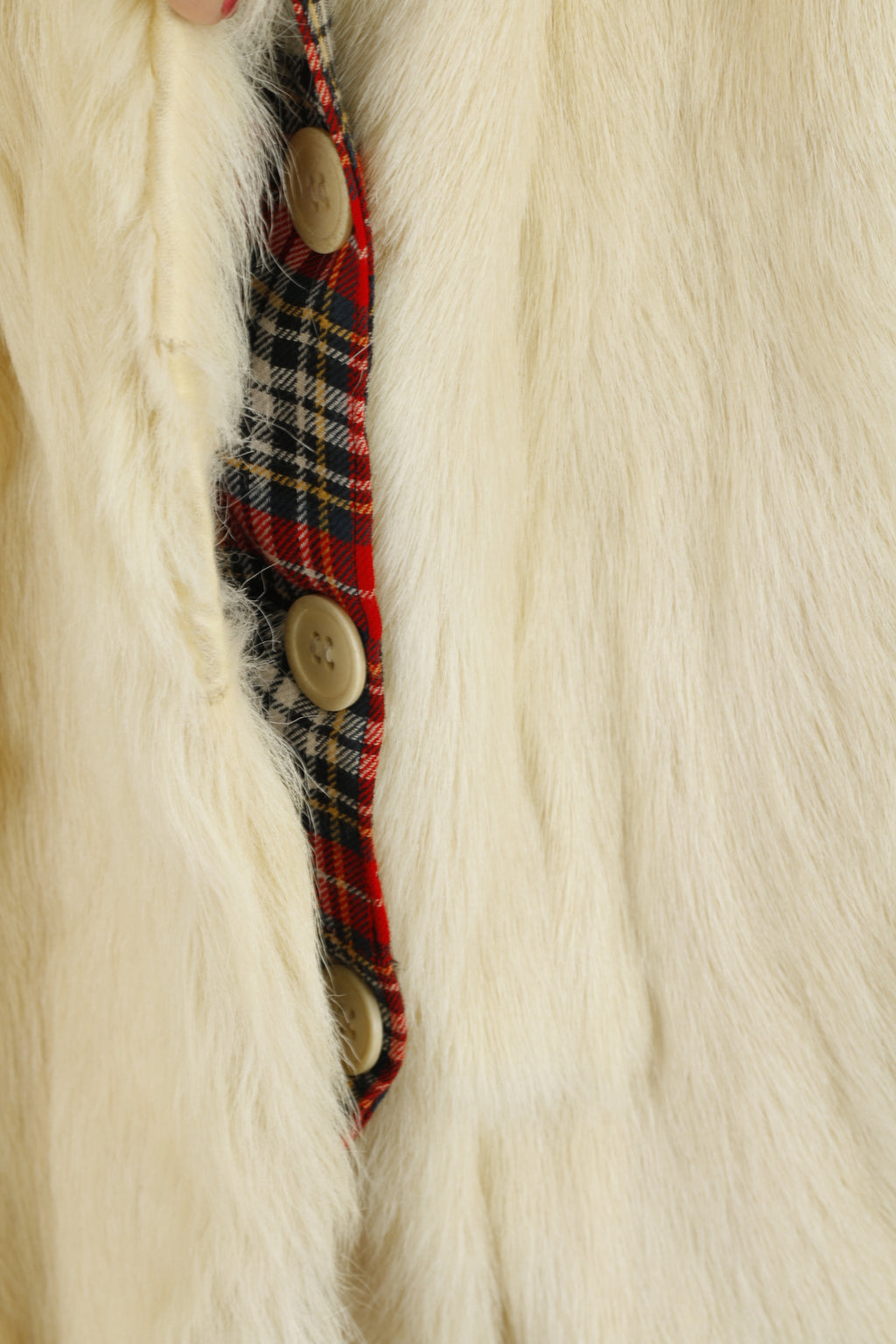 Retro Women S Jacket Beige Faux Fur Boho Hippy Buttoned Warm Fit Top