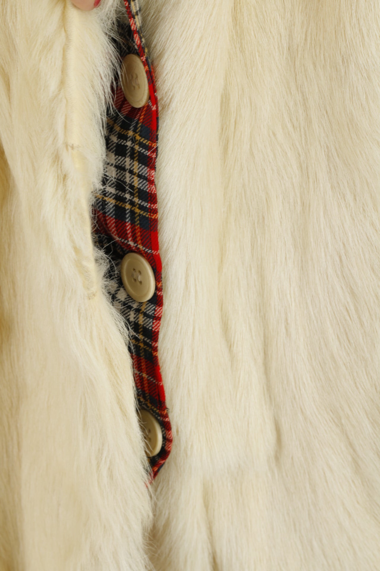 Retro Women S Jacket Beige Faux Fur Boho Hippy Buttoned Warm Fit Top