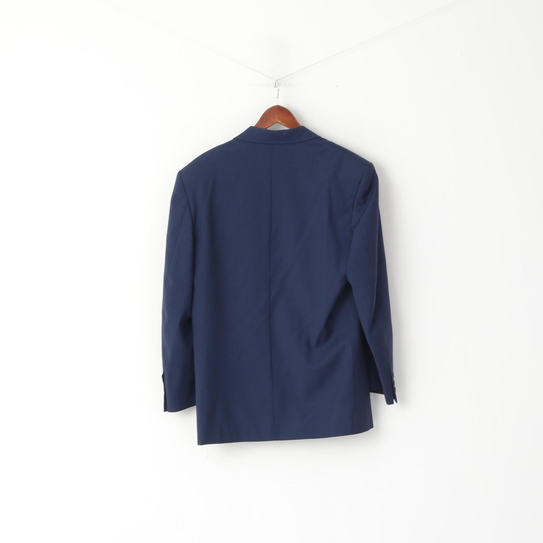 Millibar Men 48 38 Blazer Navy Blue Wool Vintage Made in Italy Single Breasted Jacket