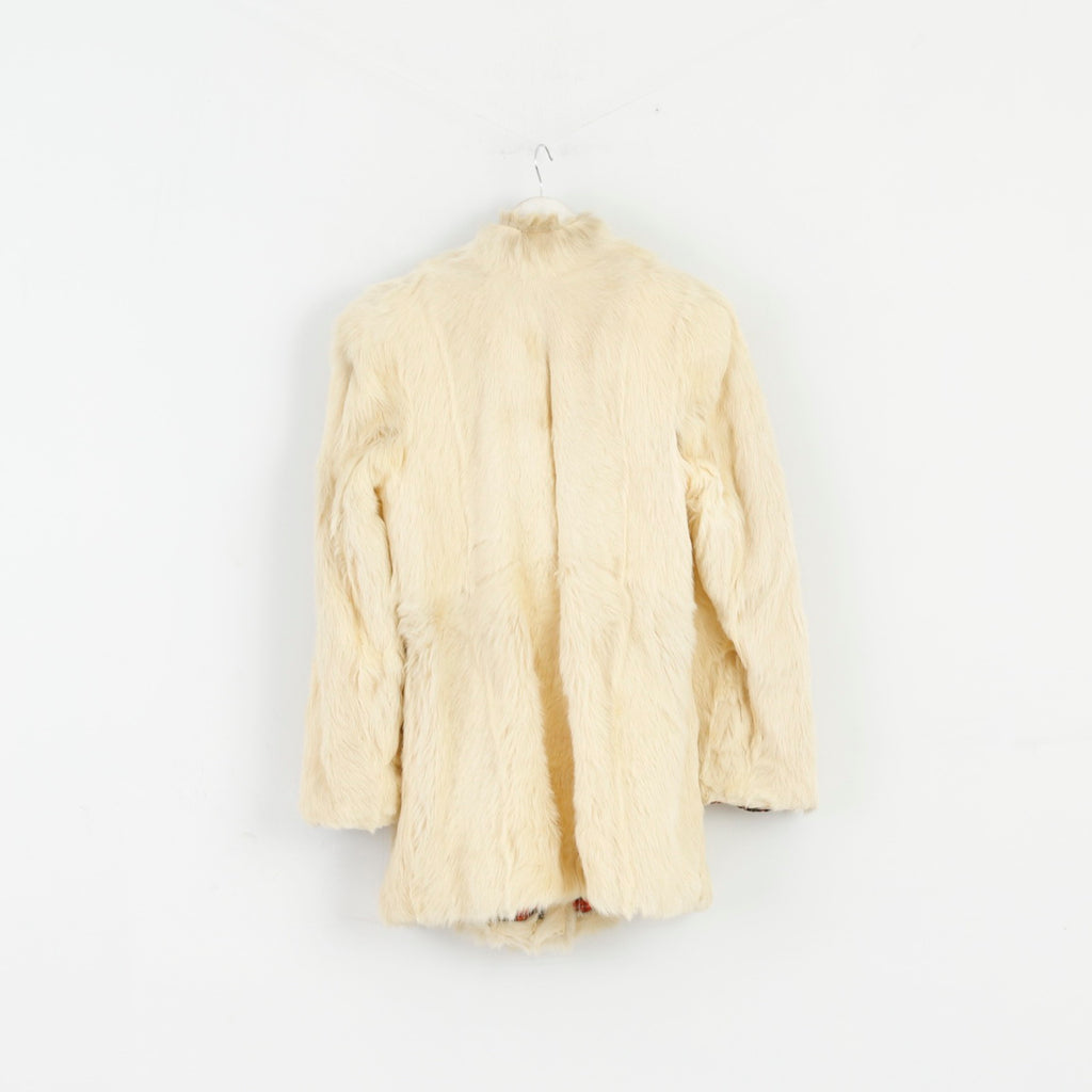 Retro Women S Jacket Beige Faux Fur Boho Hippy Buttoned Warm Fit Top