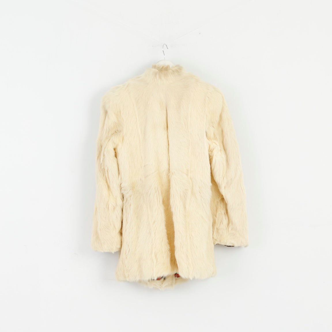 Retro Women S Jacket Beige Faux Fur Boho Hippy Buttoned Warm Fit Top