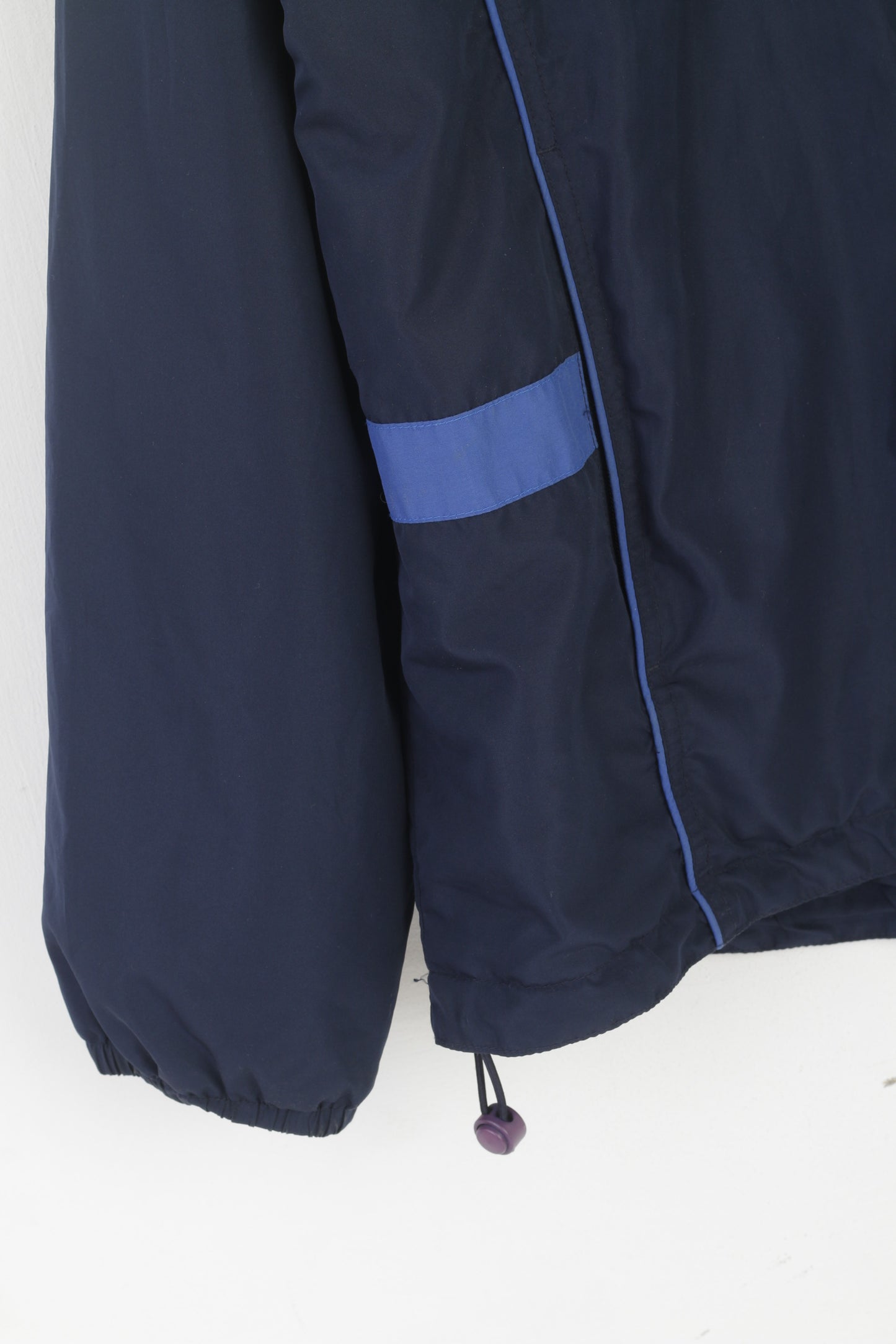 Kynningsrud Men XXXL Jacket Navy Nylon Activewear Hidden Hood Zip Up Top