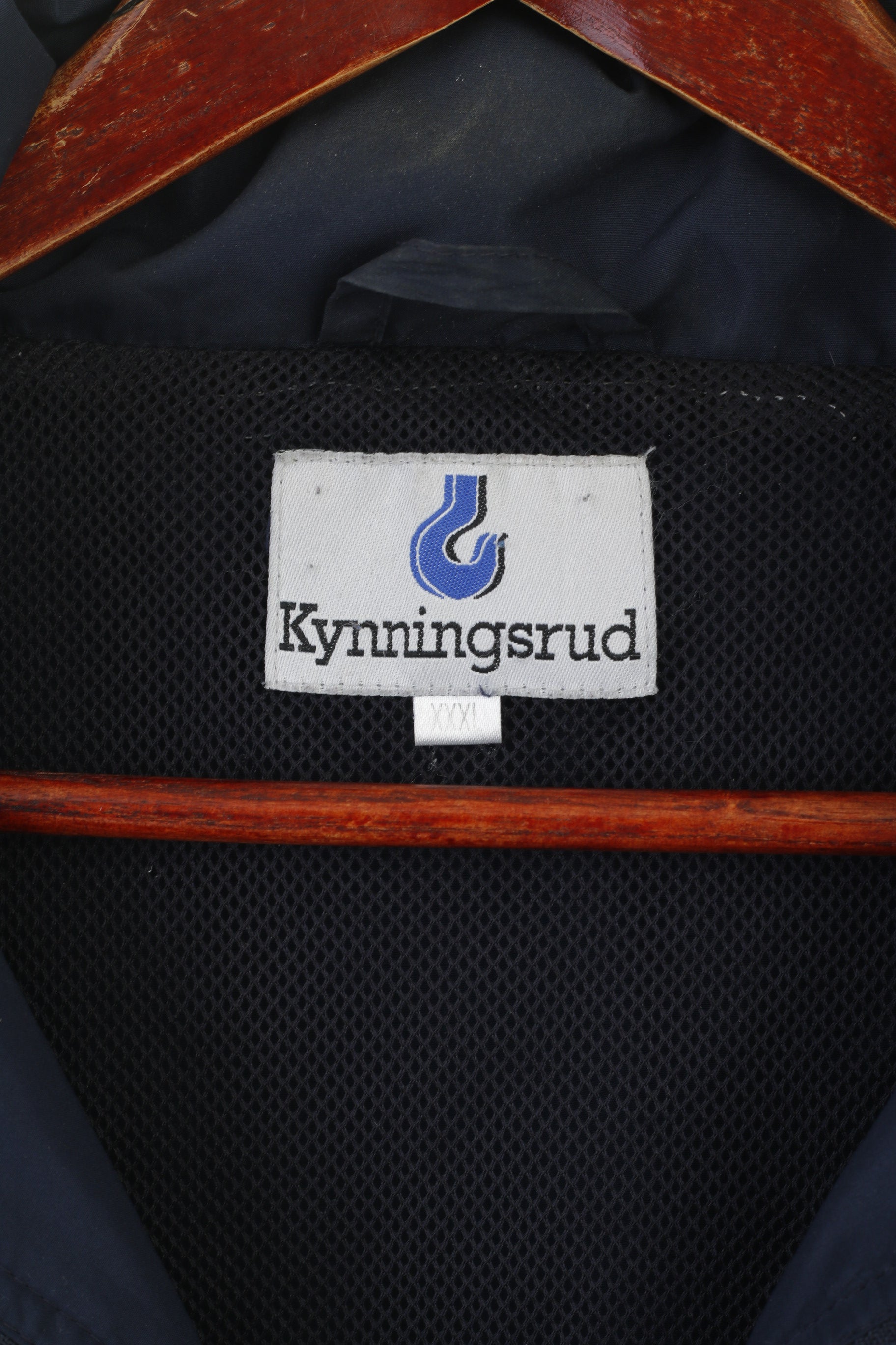 Kynningsrud Men XXXL Jacket Navy Nylon Activewear Hidden Hood Zip Up Top