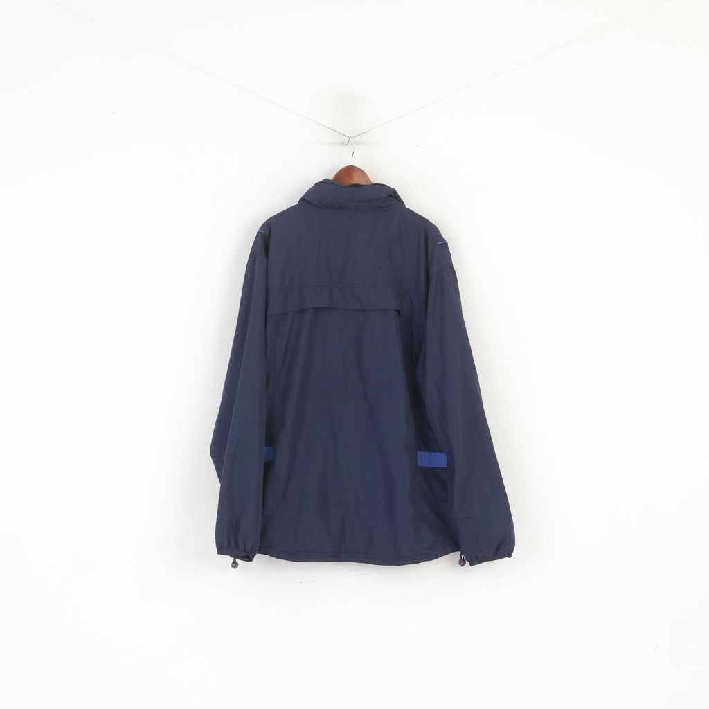 Kynningsrud Men XXXL Jacket Navy Nylon Activewear Hidden Hood Zip Up Top