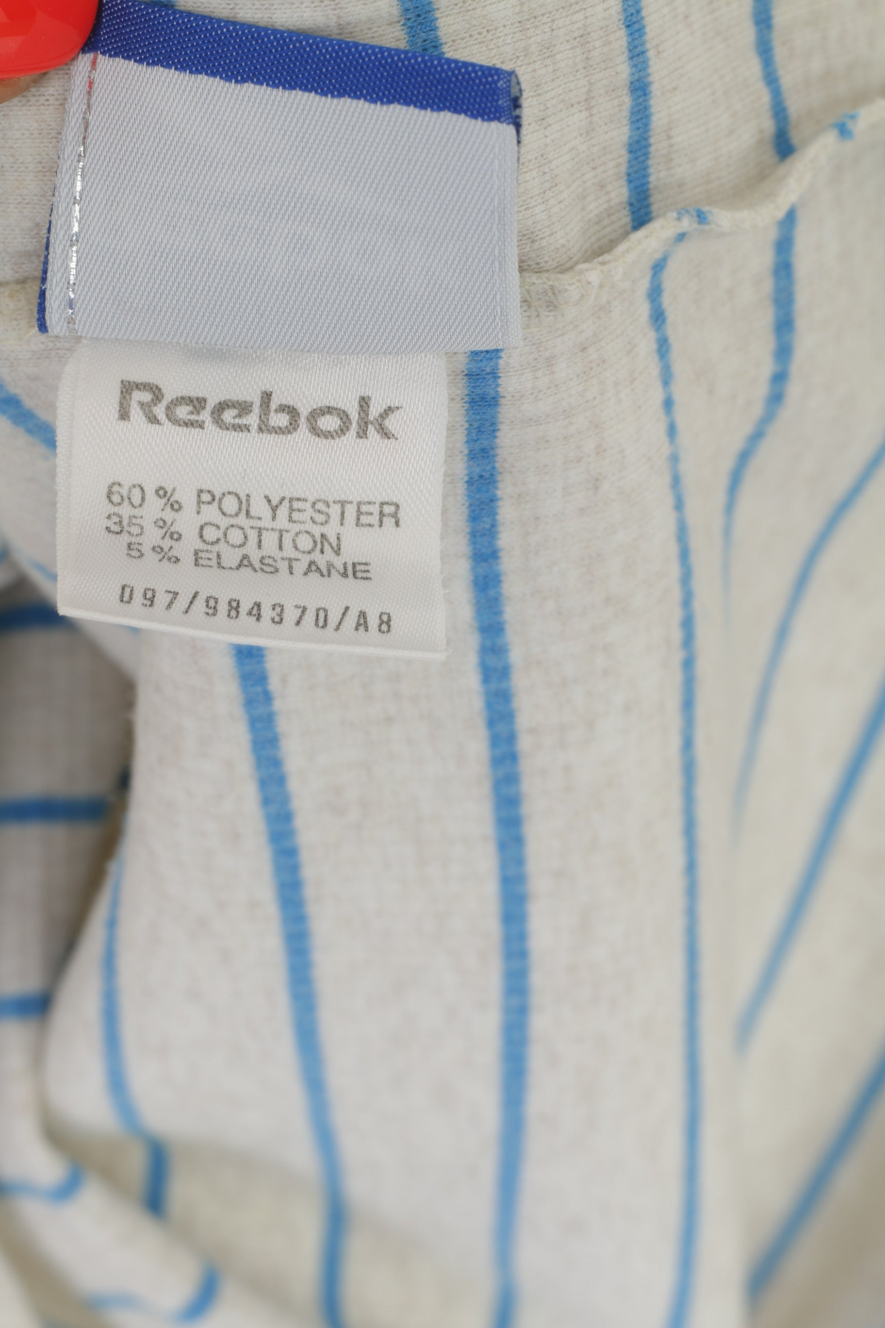 Camicia Reebok da uomo M. Top Oldschool oversize in cotone vintage a righe beige blu