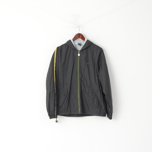 Nike Men S Jacket Grey Nylon Waterproof  Sport Hooded Zip Up Basic Top