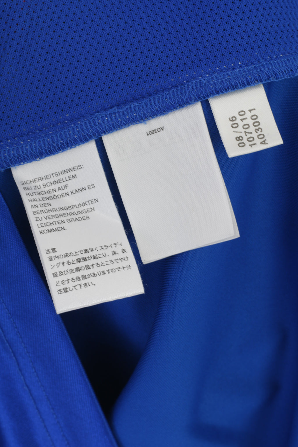 Maglietta Adidas da uomo M blu lucido vintage sportivo con zip e collo in maglia sportiva