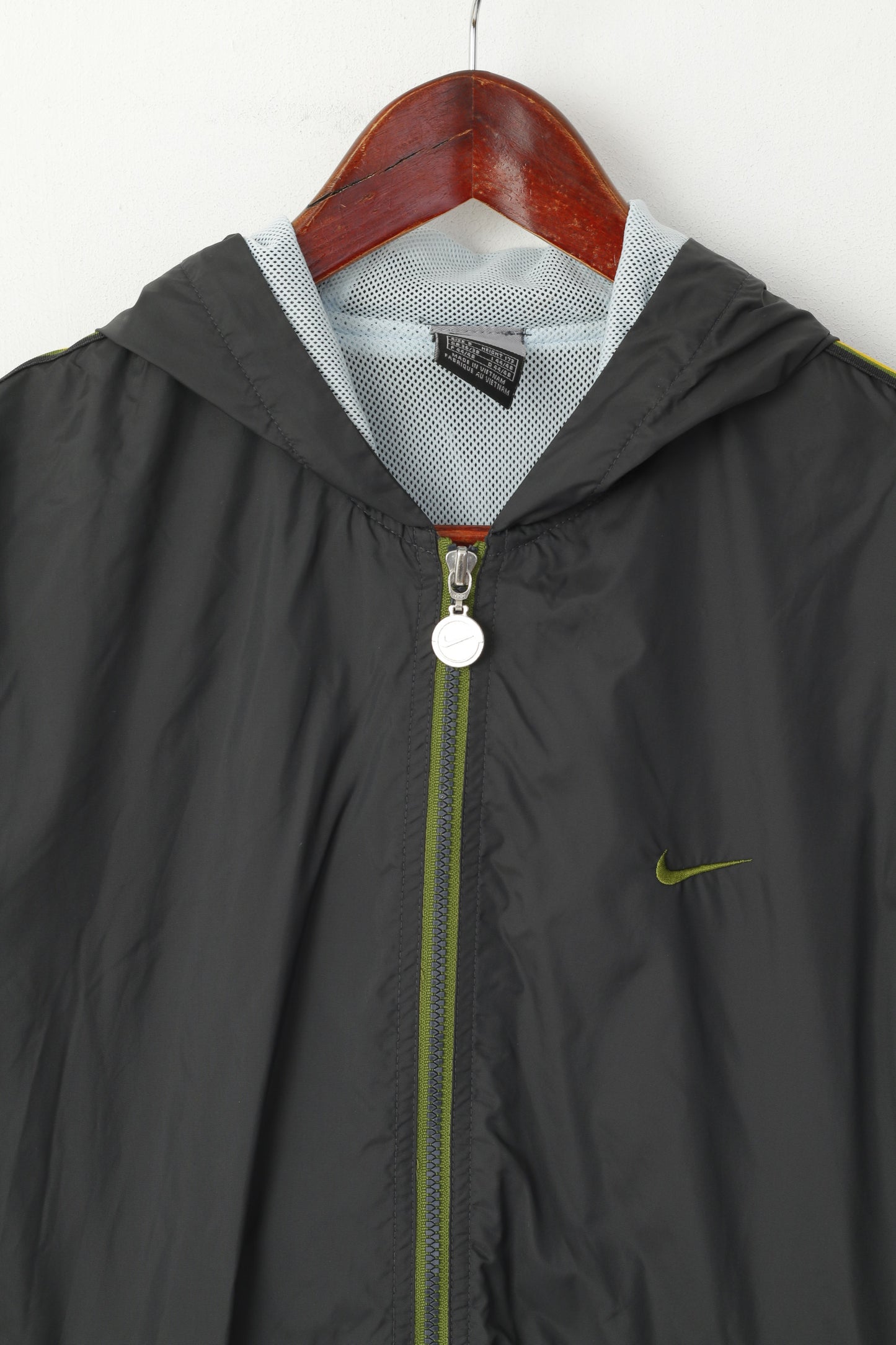 Nike Men S Jacket Grey Nylon Waterproof  Sport Hooded Zip Up Basic Top