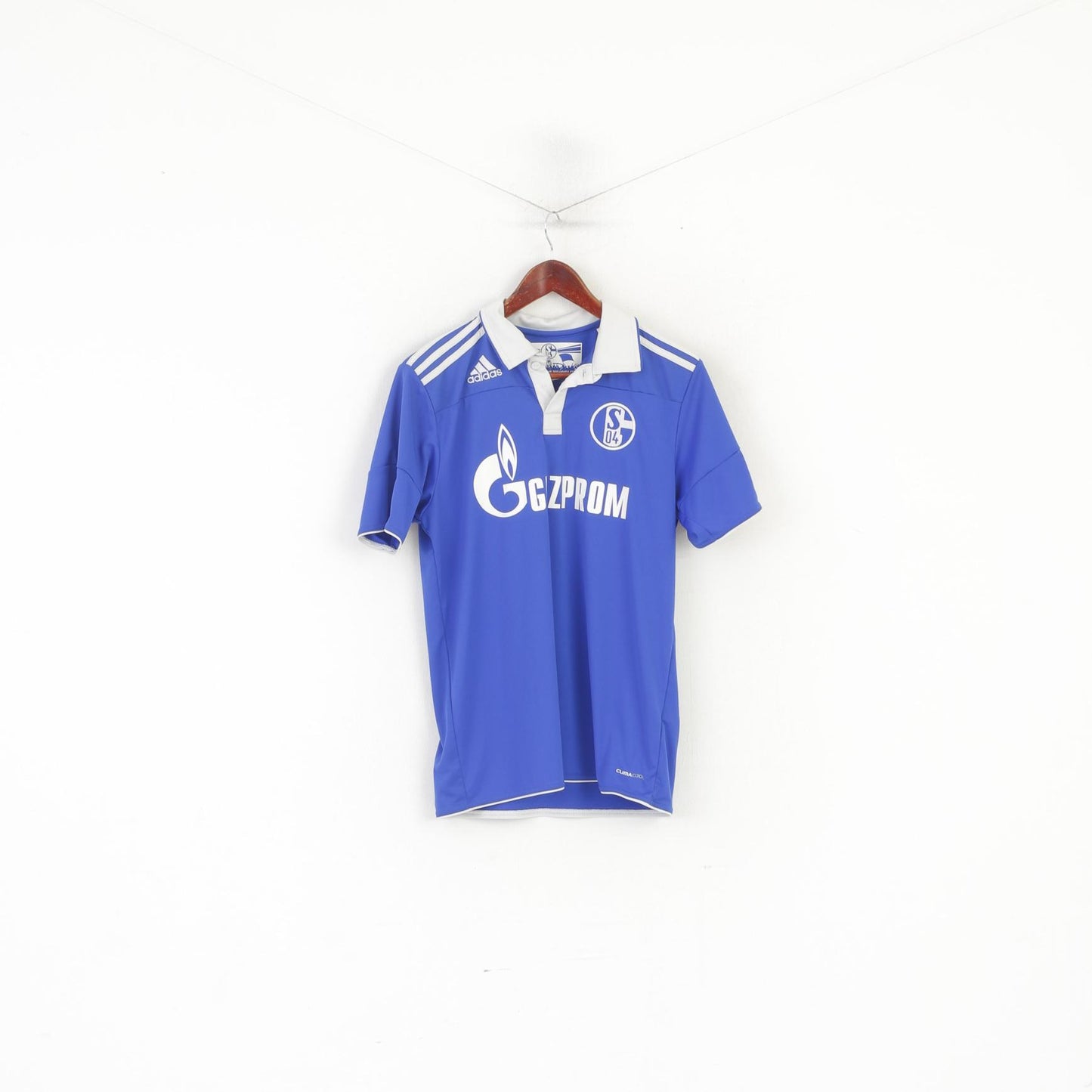 Adidas Schalke 04 Youth 170 15-16 Age Polo Shirt Blue Football Vintage Jersey Top