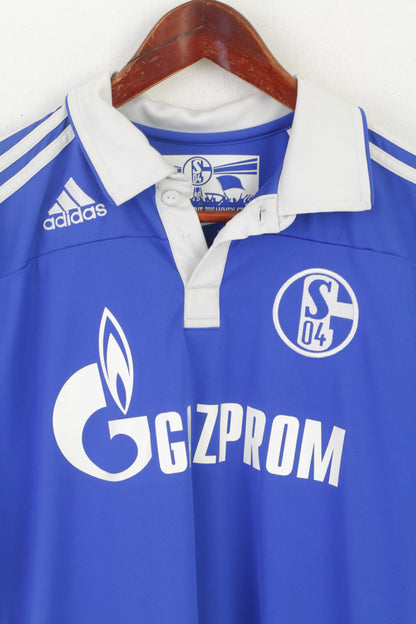 Adidas Schalke 04 Youth 170 15-16 Age Polo Shirt Blue Football Vintage Jersey Top