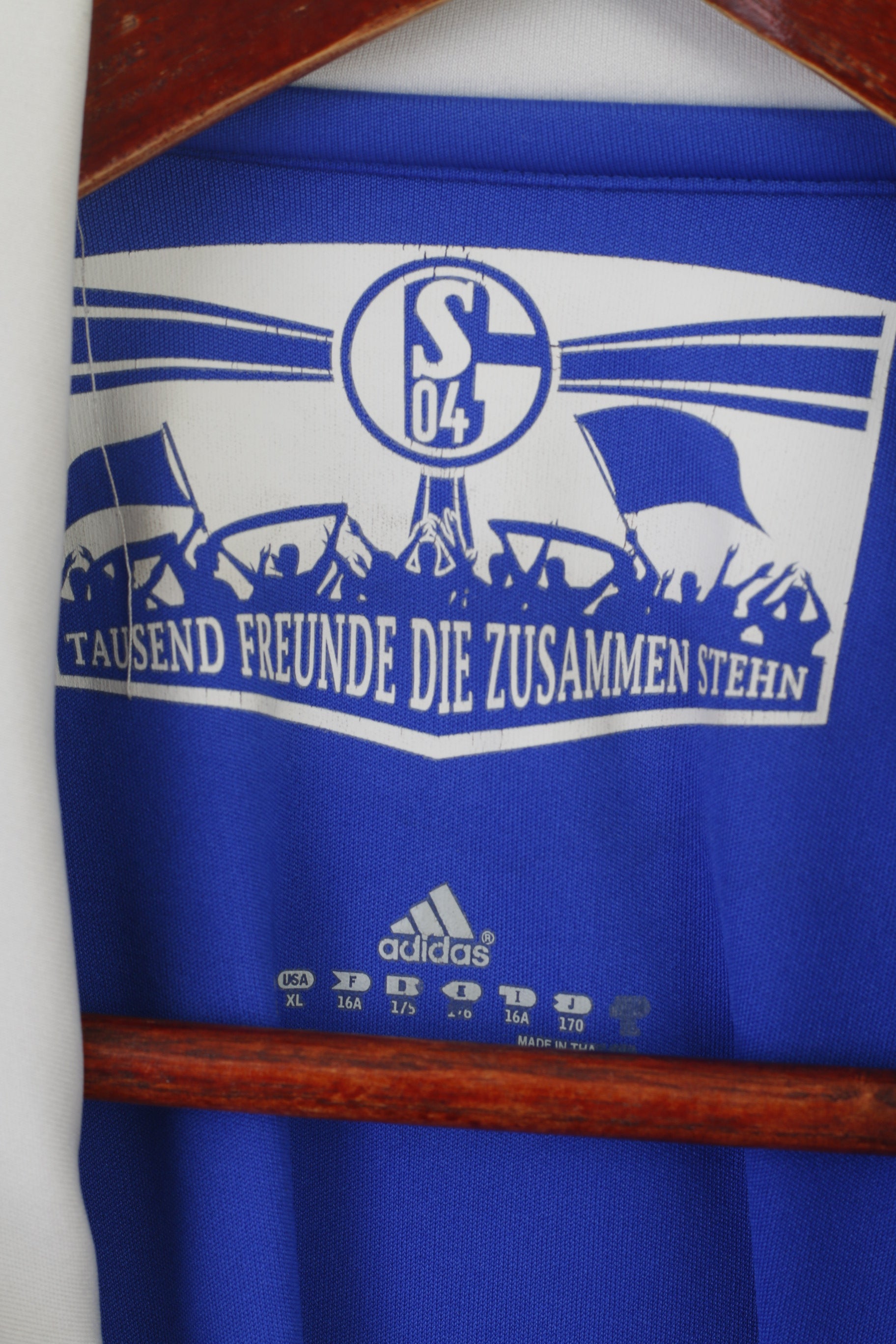 Adidas Schalke 04 Youth 170 15-16 Age Polo Shirt Blue Football Vintage Jersey Top