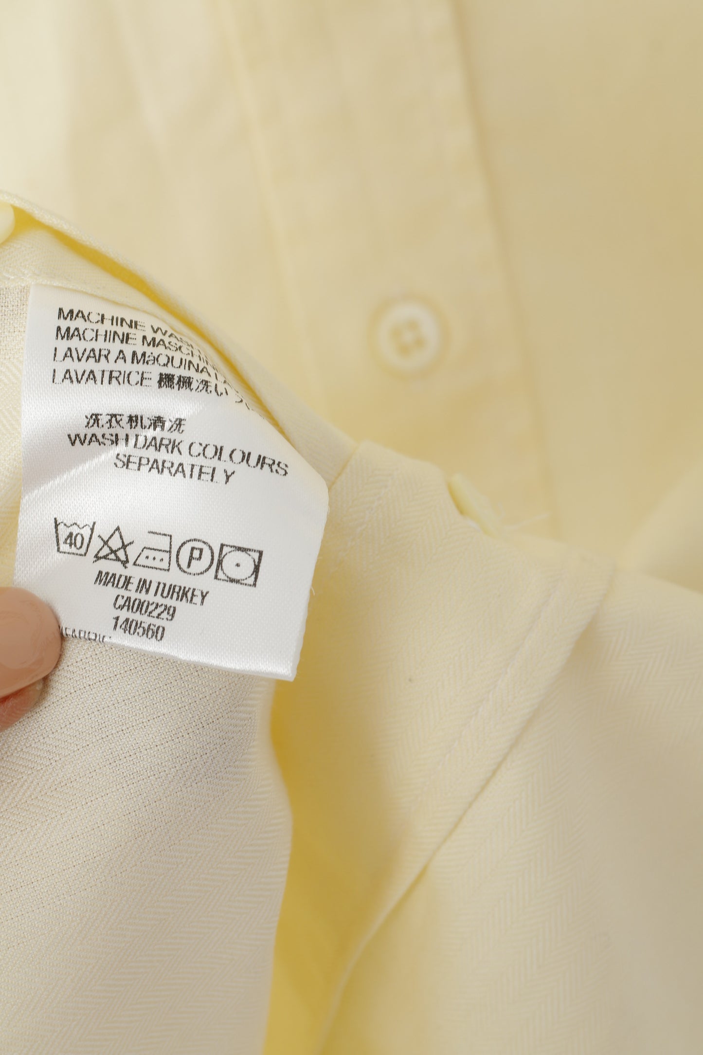 Aquascutum Men 17.5 45 XXL Casual Shirt Yellow Cotton Cuff Long Sleeve Top