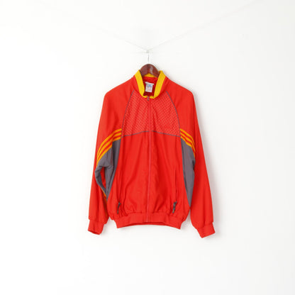 Adidas Men M Jacket Red Embroided Bomber Activewear Full Zipper Top