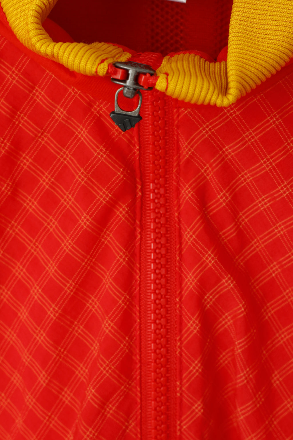 Giacca Adidas da uomo M Bomber rosso ricamato Activewear Top con cerniera intera