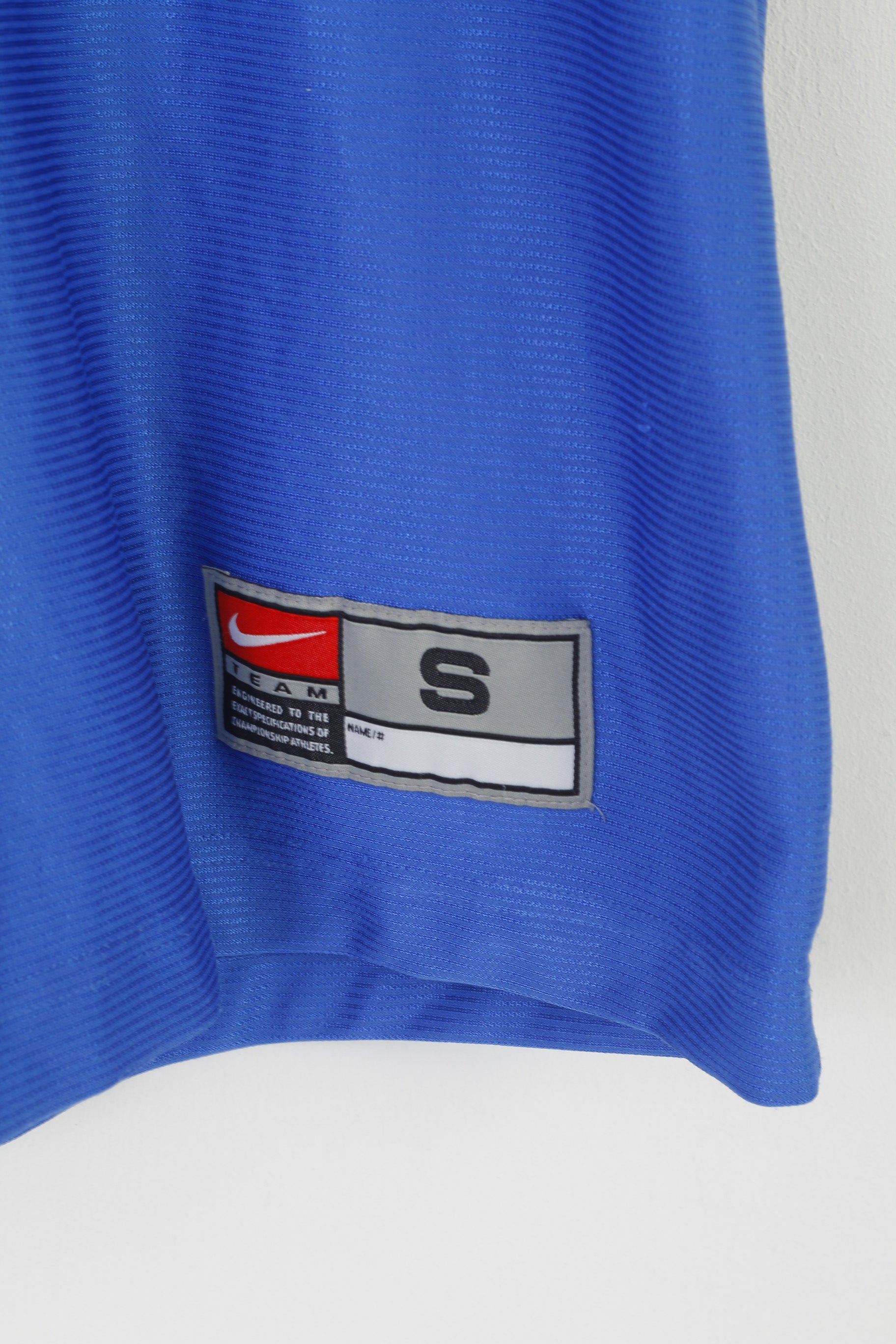 Polo Nike Team da uomo S blu lucido vintage sportivo con logo anni '90 in jersey