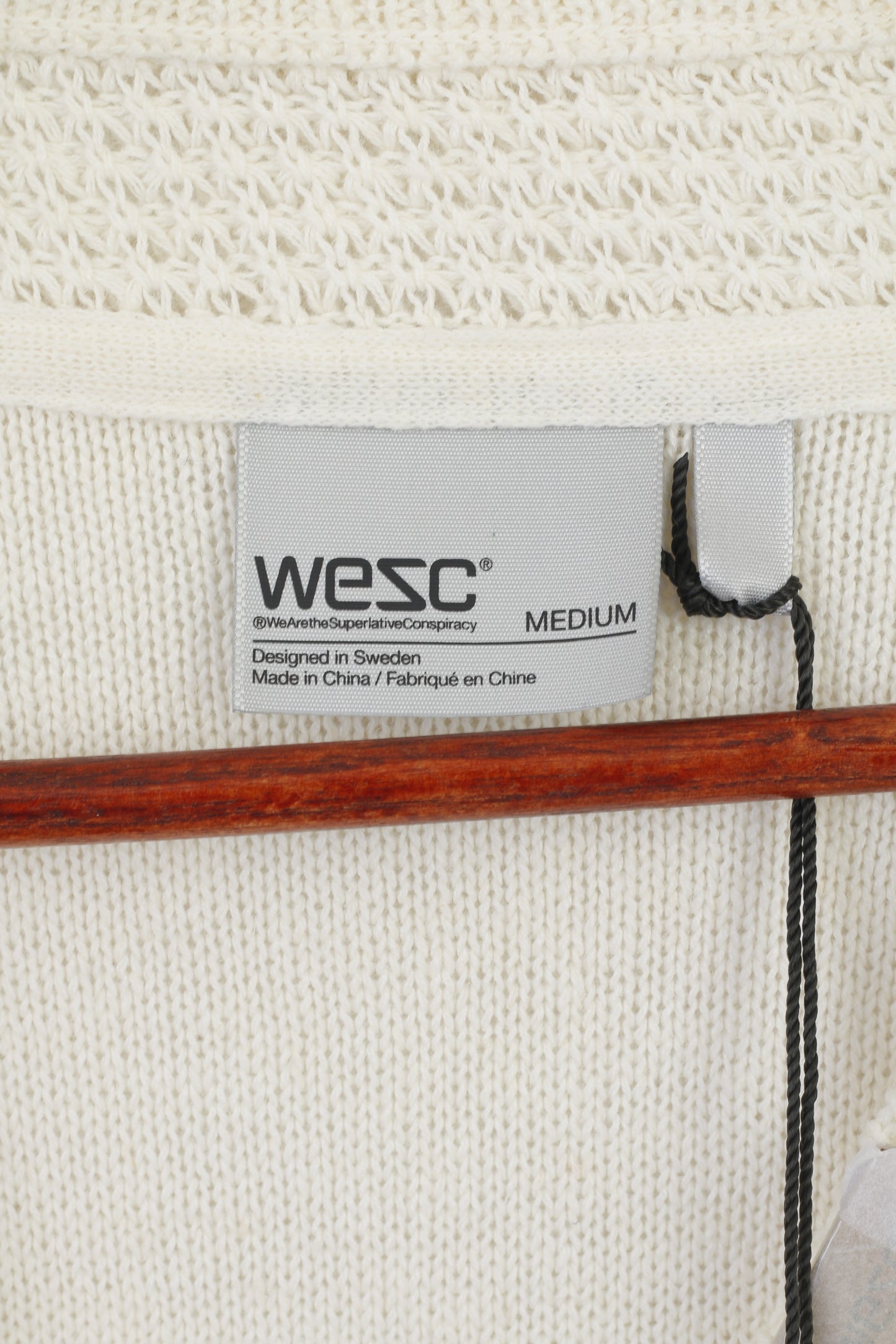 New Wesc Men M Jumper Beige Nicholas Knitted Linen Cotton Blend Sweater