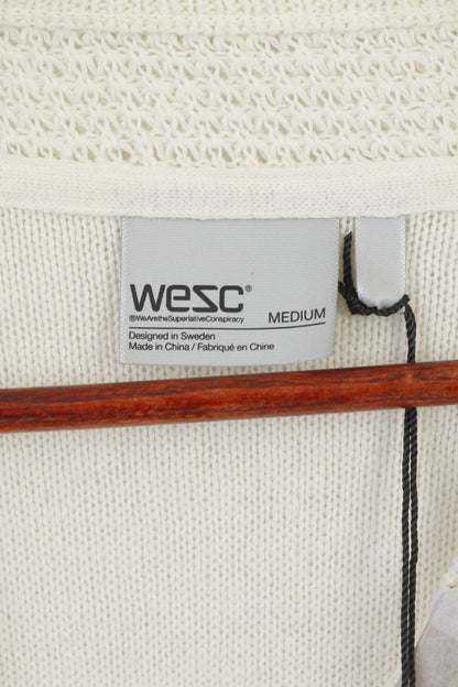 New Wesc Uomo M Maglione Beige Nicholas Maglione in misto cotone e lino lavorato a maglia
