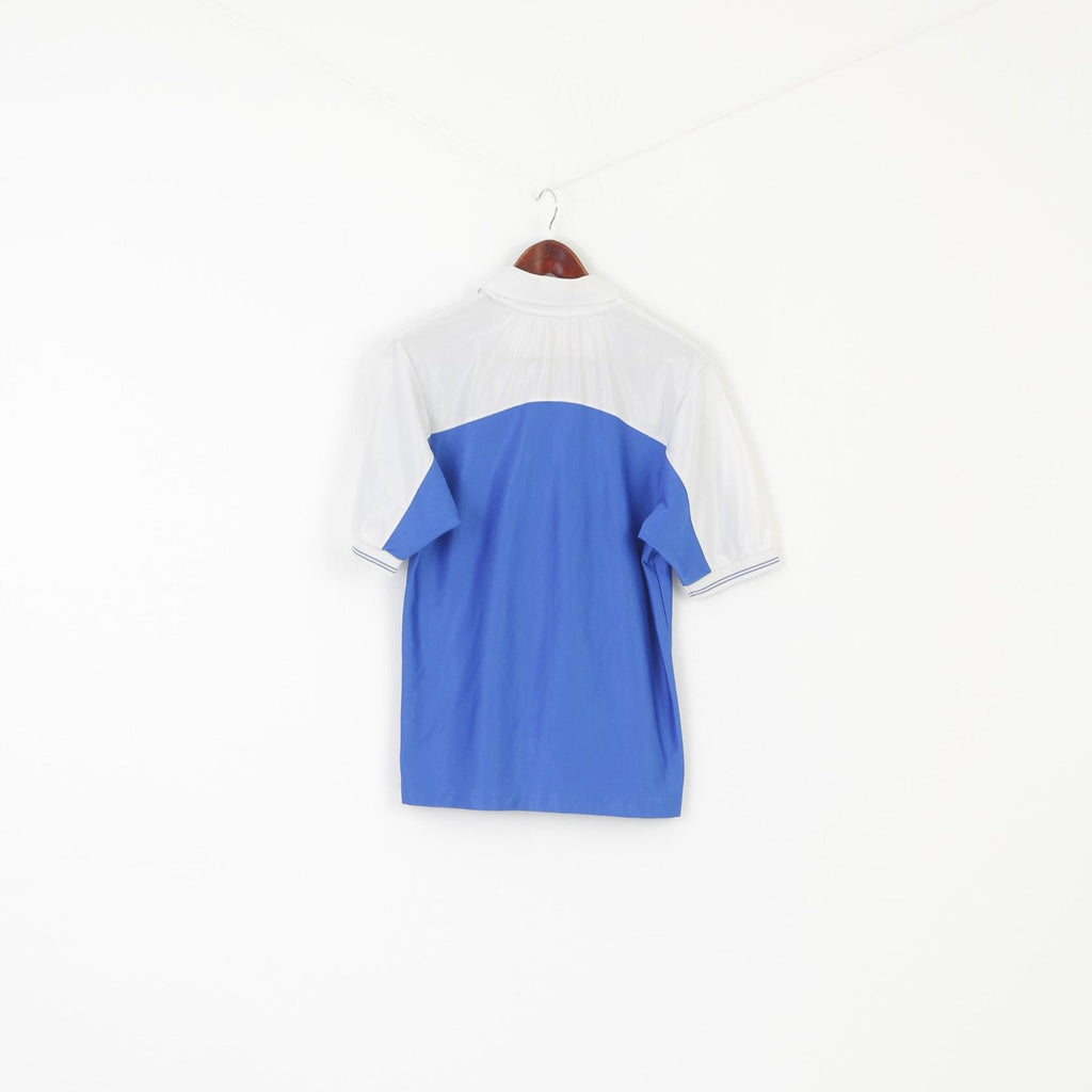 Polo Nike Team da uomo S blu lucido vintage sportivo con logo anni '90 in jersey