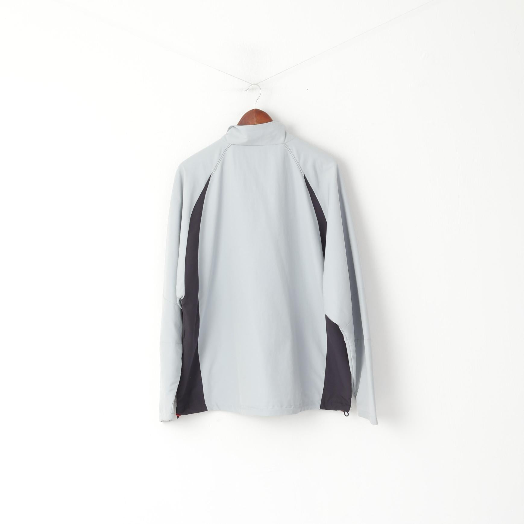 Adidas Men 42/44 L Jacket Grey Pullover Zip Neck Activewear Sport Top