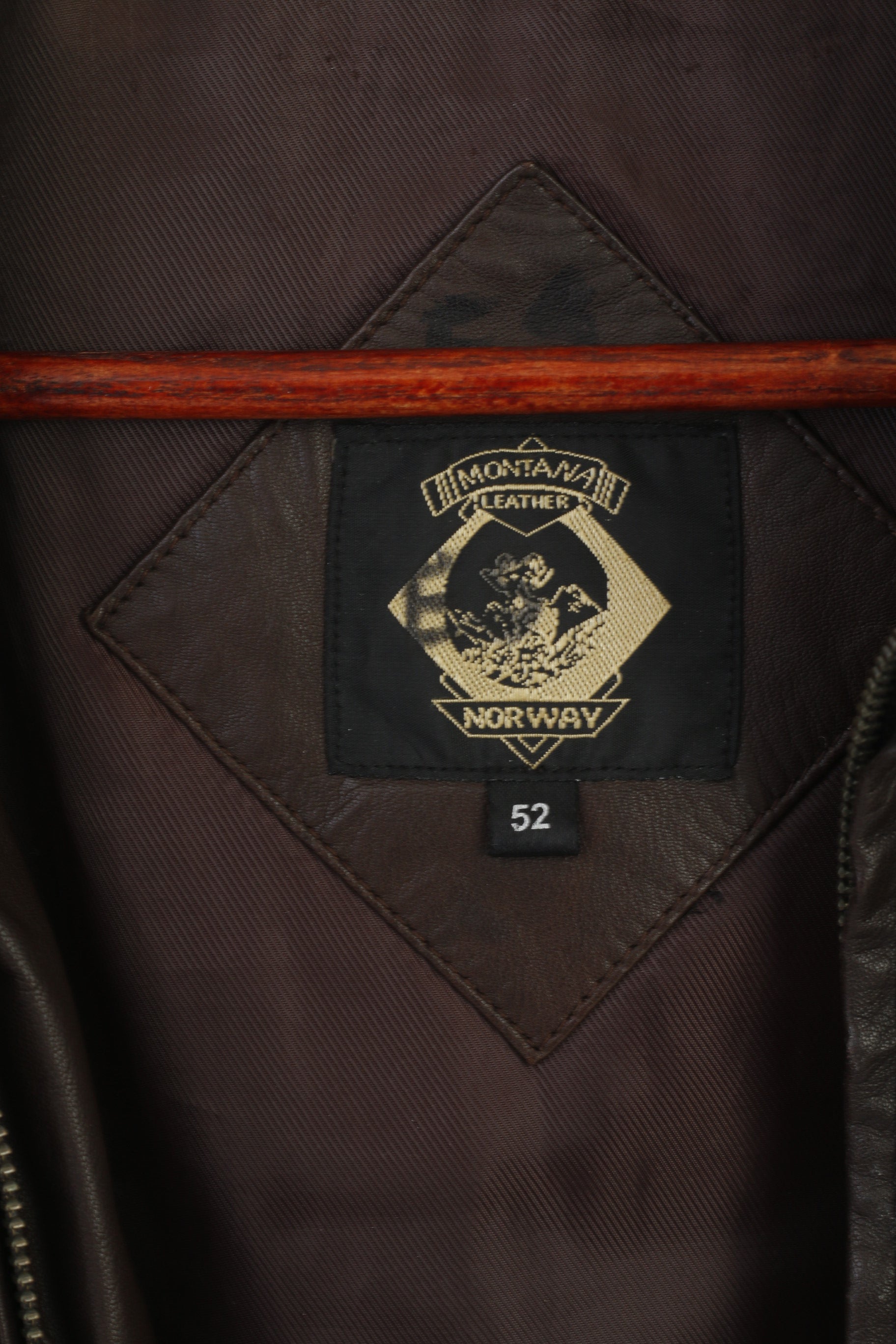 Giacca Montana Norvegia da uomo 52 L. Top da motociclista classico con cerniera intera in morbida pelle marrone
