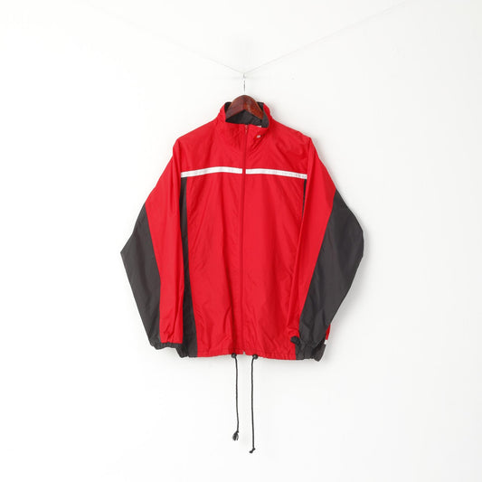 Erima Men M Jacket Red Nylon Waterproof Full Zipper Rain Lightweight Top