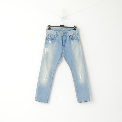 G-Star Raw Men 33 Jeans Pantalon Bleu Clair Denim 3301 Pantalon Fuselé En Coton