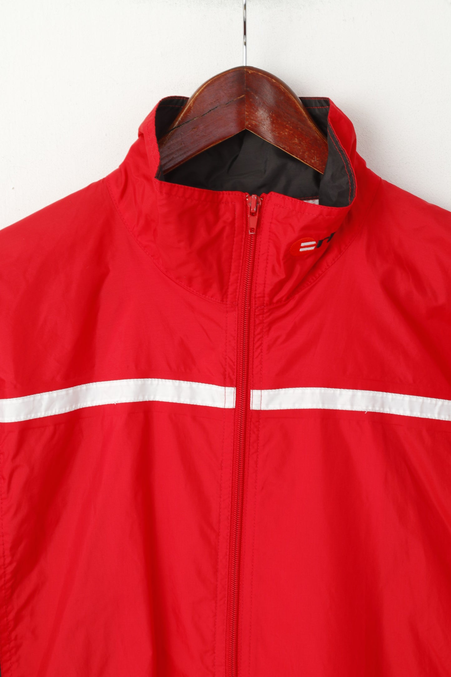 Erima Men M Jacket Red Nylon Waterproof Full Zipper Rain Lightweight Top