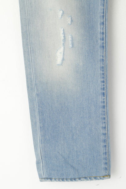 G-Star Raw Men 33 Jeans Trousers Light Blue Denim 3301 Tapered Cotton Pants