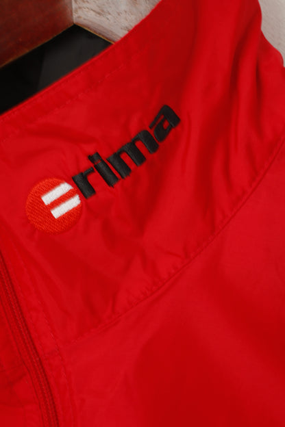 Erima Men M Jacket Red Nylon Waterproof Full Zipper Rain Lightweight Top