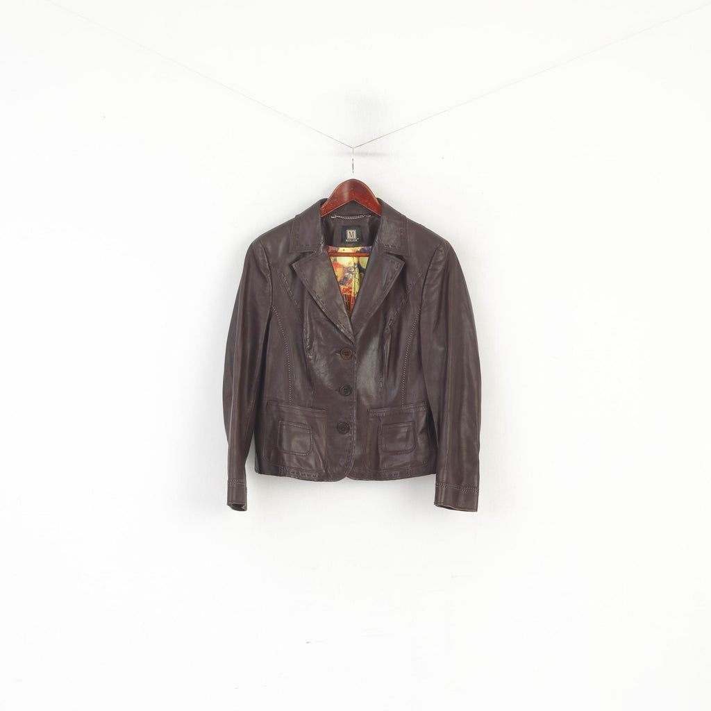 Madeleine Women 14 40 M Leather Jacket Brown Boho Western Single Breasted Blazer