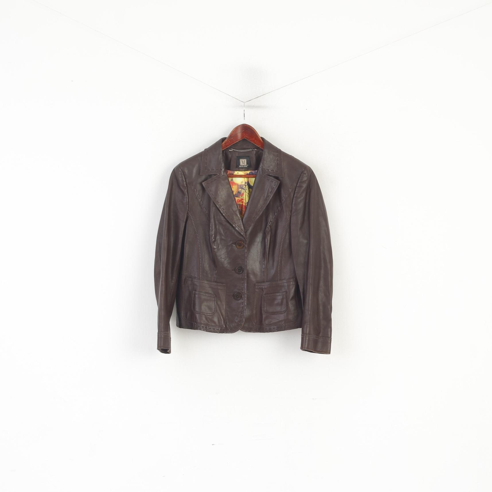 Madeleine Women 14 40 M Leather Jacket Brown Boho Western Single Breasted Blazer