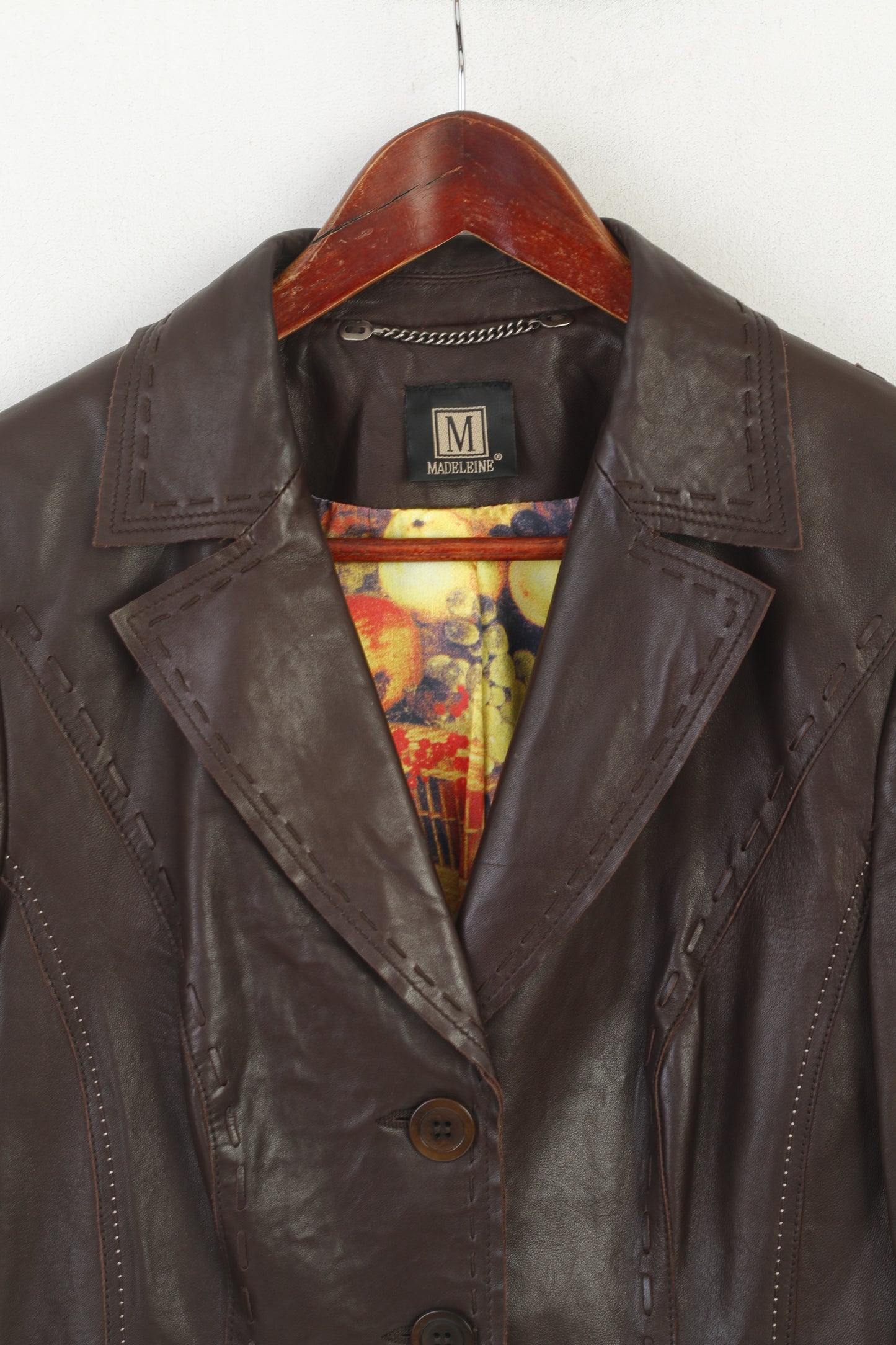 Madeleine Women 14 40 M Leather Jacket Brown Boho Western Single Breasted Blazer