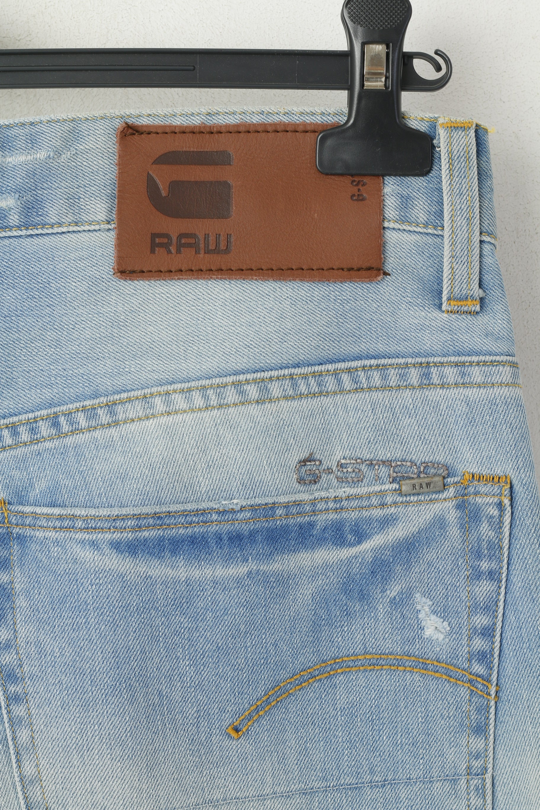 G-Star Raw Men 33 Jeans Trousers Light Blue Denim 3301 Tapered Cotton Pants