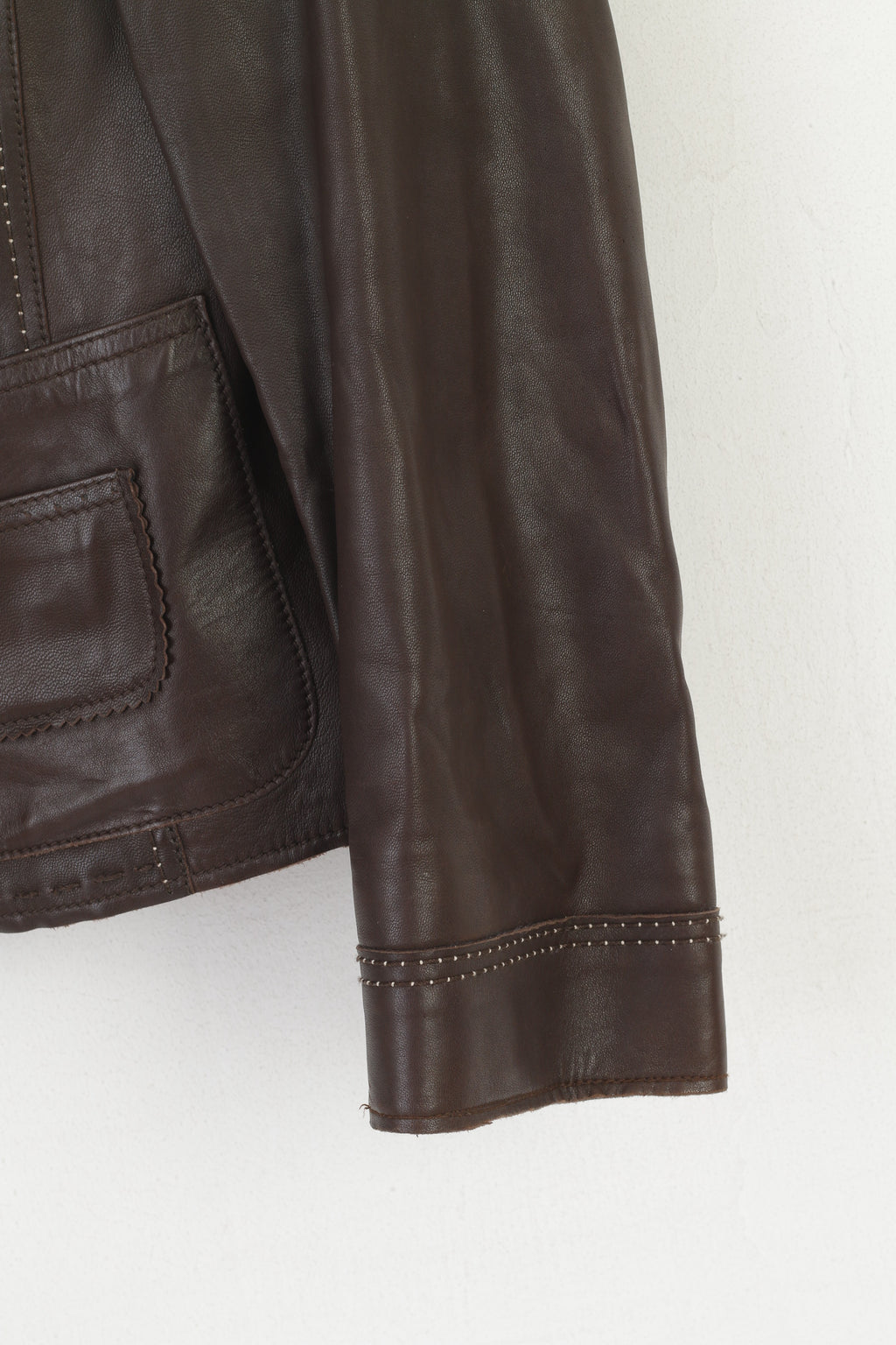 Madeleine Women 14 40 M Leather Jacket Brown Boho Western Single Breasted Blazer