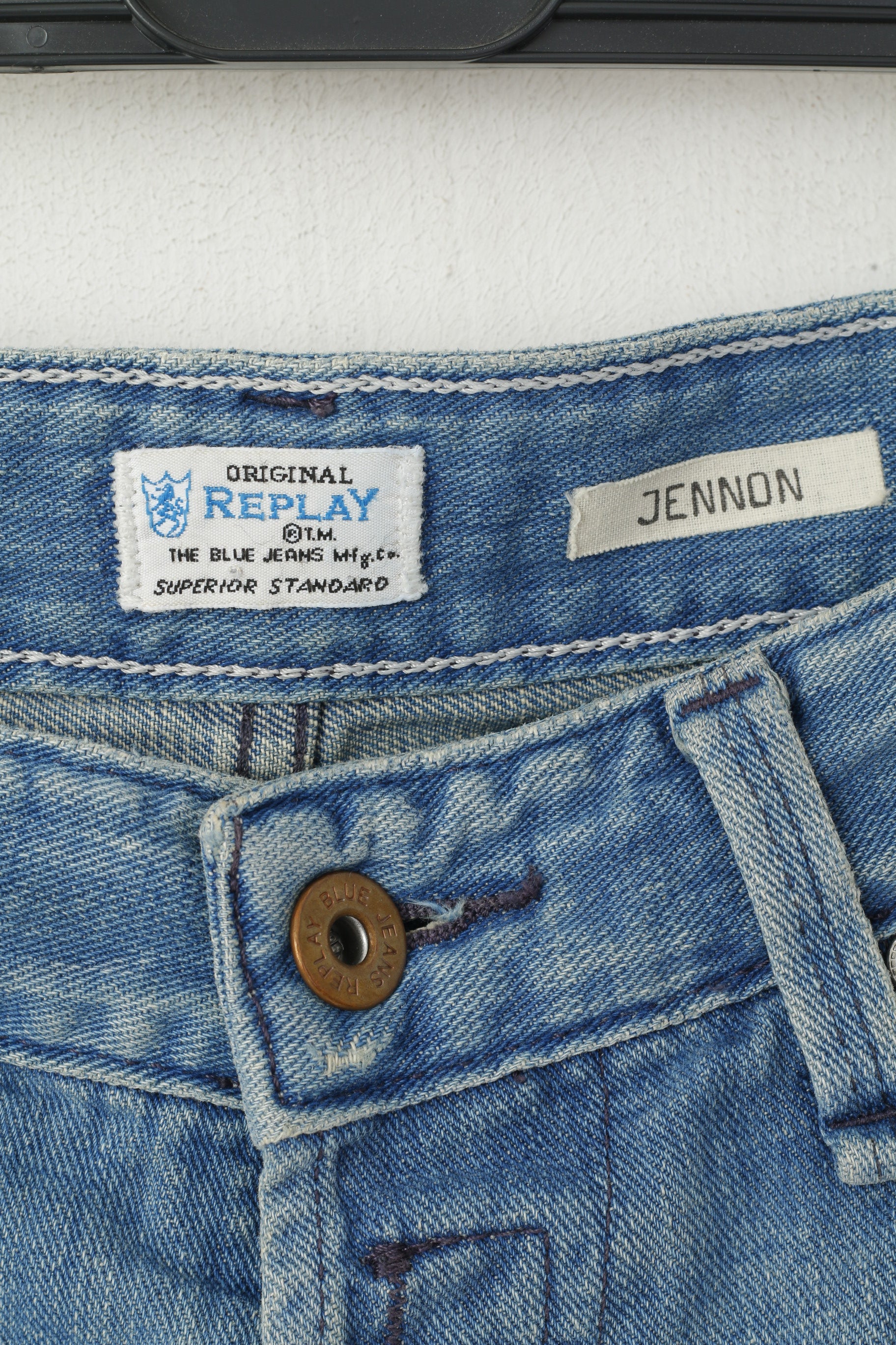 Replay Men W 29 L 34 Trousers Denim Blue Jeans Jennon Cotton Superior Standard Skinny Pants