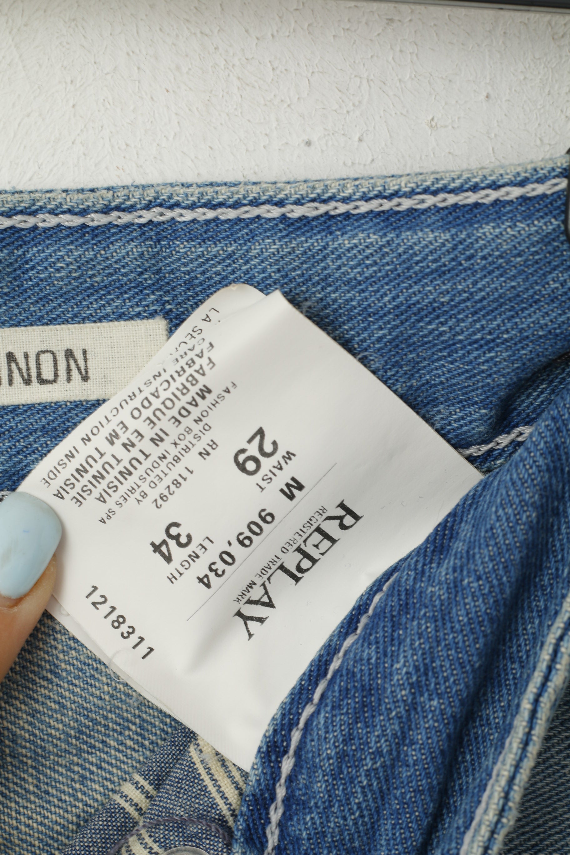 Replay Men W 29 L 34 Trousers Denim Blue Jeans Jennon Cotton Superior Standard Skinny Pants