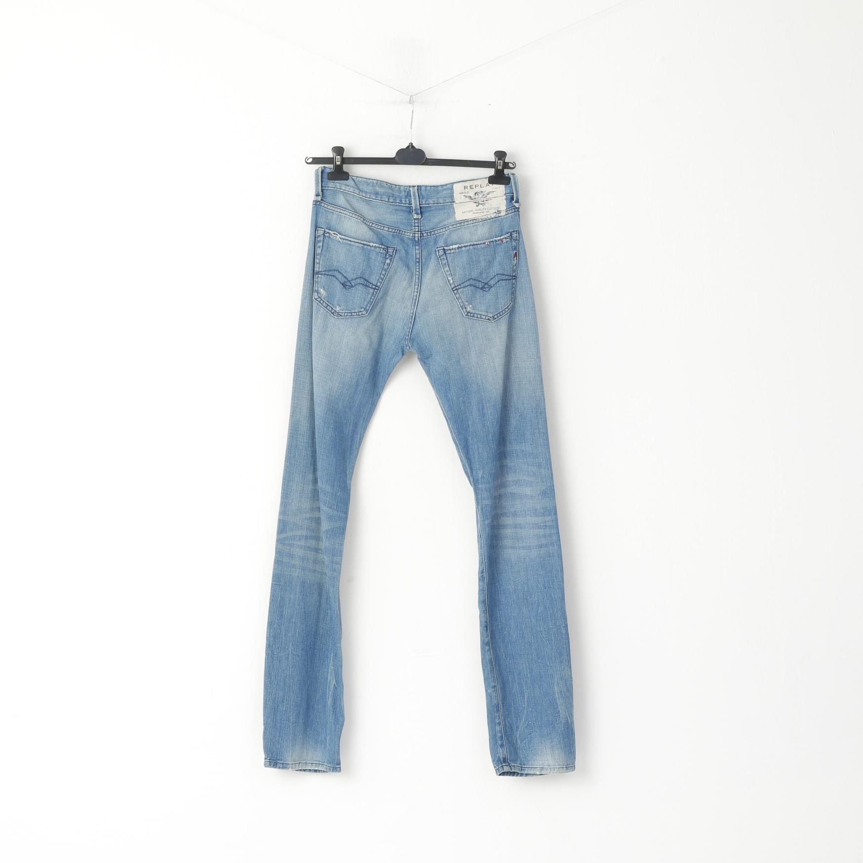 Replay Men W 29 L 34 Trousers Denim Blue Jeans Jennon Cotton Superior Standard Skinny Pants