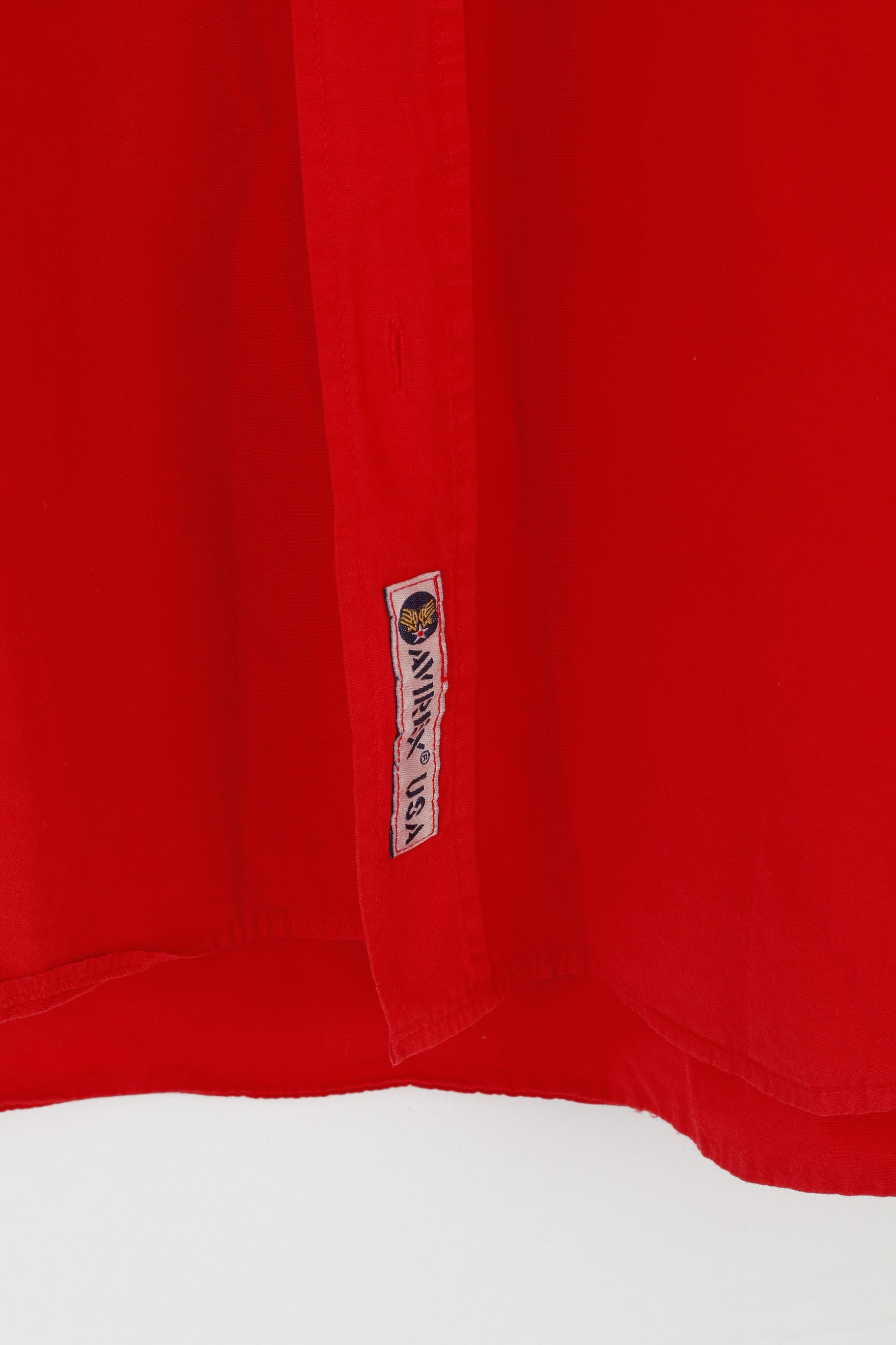 Avirex NYC Men M Casual Shirt Red Cotton Pocket Army Short Sleeve Vintage Top