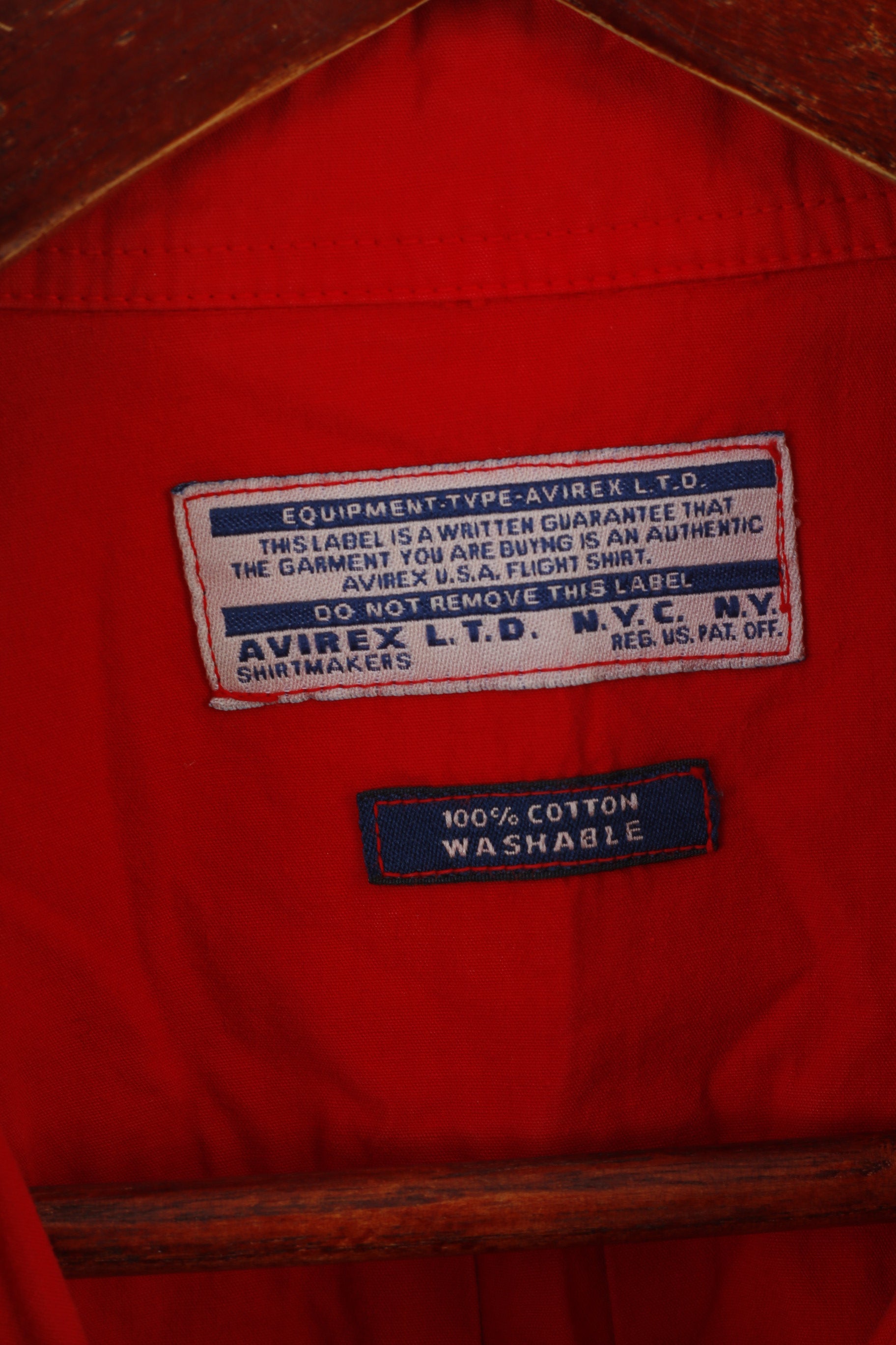 Avirex NYC Men M Casual Shirt Red Cotton Pocket Army Short Sleeve Vintage Top